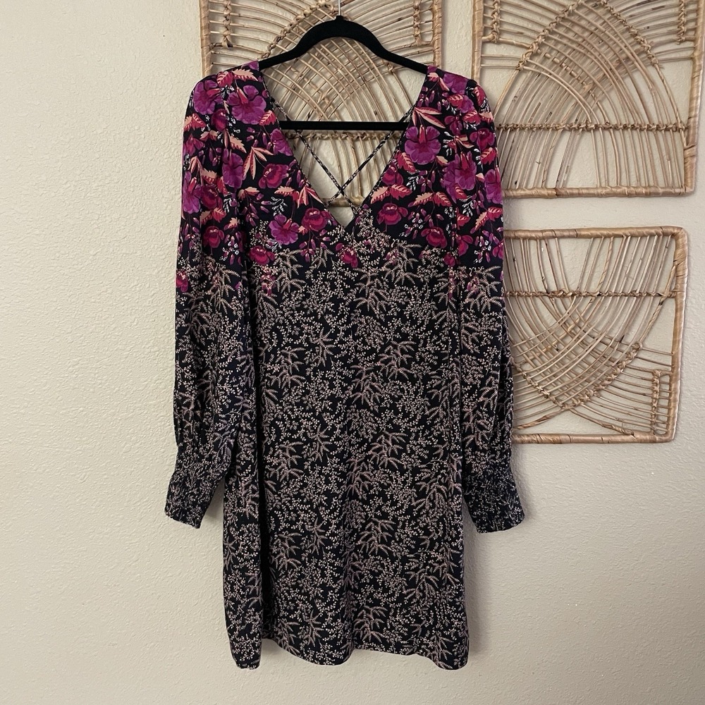 Anthropologie Cyree Floral Tunic Mini Dress Boho Lined Dark $168‎ Sz 6 NWT B44 - Picture 5 of 12